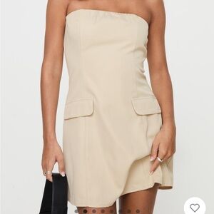 Princess Polly Langdon Strapless Mini Dress Beige